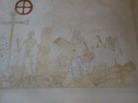France, Ain, Le Plantay, Eglise, Peinture murale, Danse macabre, Les 3 morts (2)